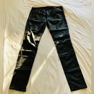 Diesel Black Grupee Leather Look Pants